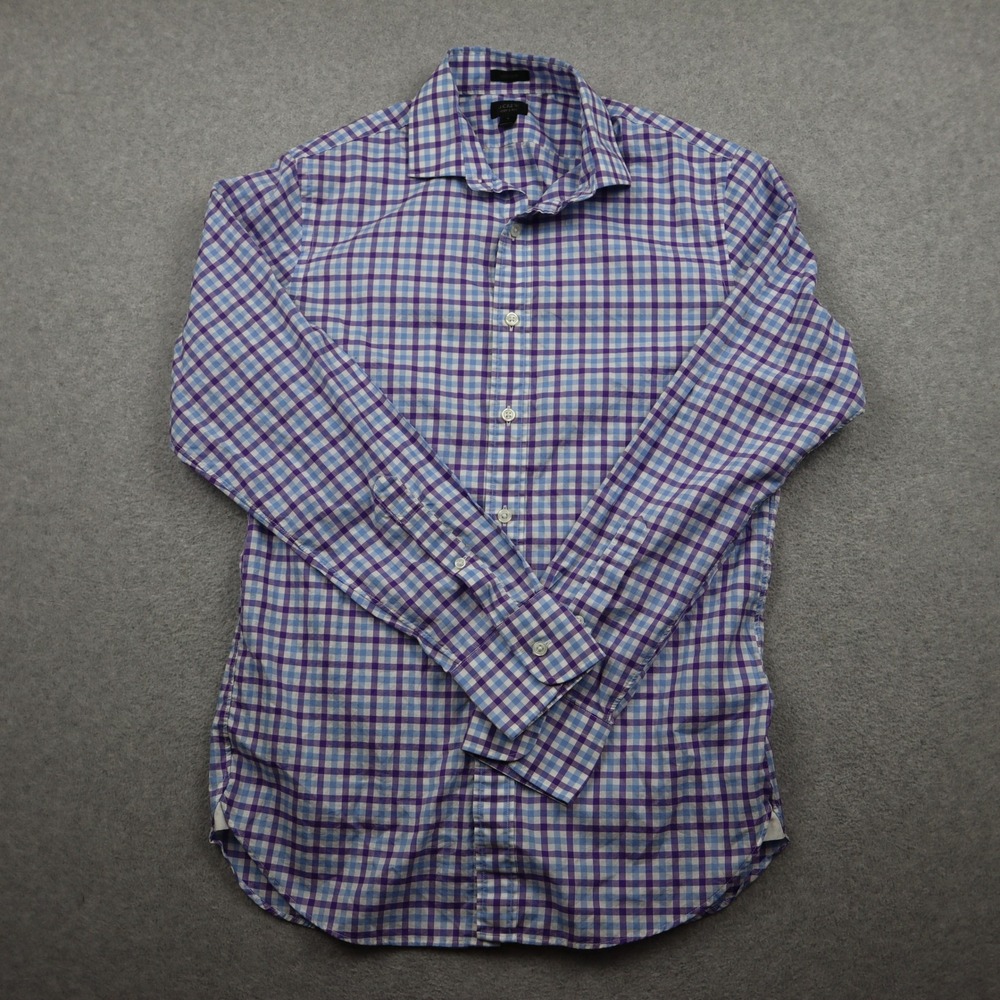 J.Crew Button-Down Shirt Mens S Ludlow Purple Blue Gingham 120s 2-Ply Cotton